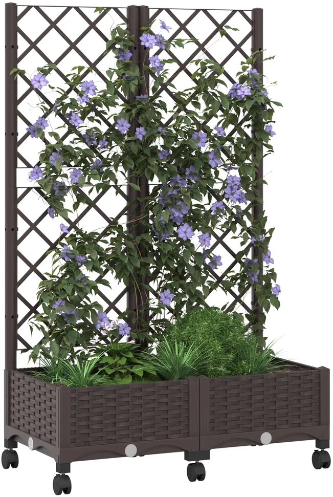 Sodo vazonas su treliu ir ratais Ruda 80 x 40 x 131,5 cm PP