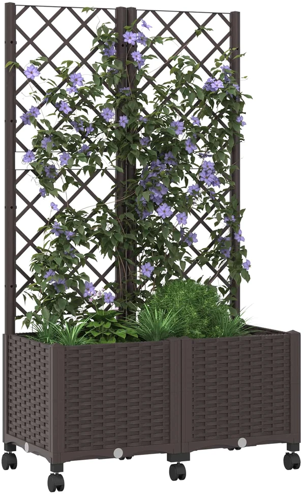 Sodo vazonas su treliu ir ratais Ruda 80 x 40 x 146 cm PP