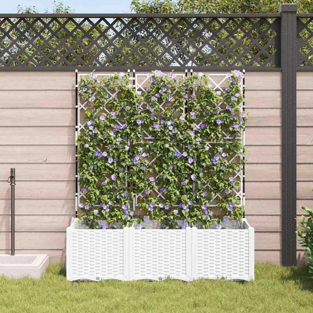 Sodo vazonas 3 vnt. Balta 120 x 40 x 143 cm PP