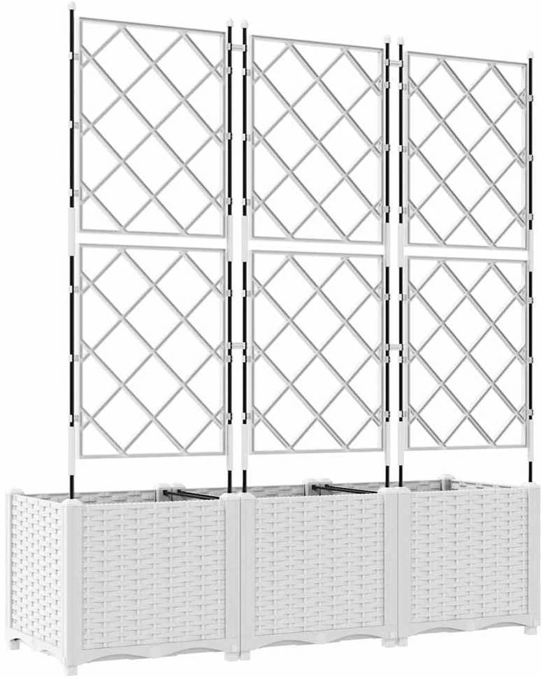 Sodo vazonas 3 vnt. Balta 120 x 40 x 143 cm PP