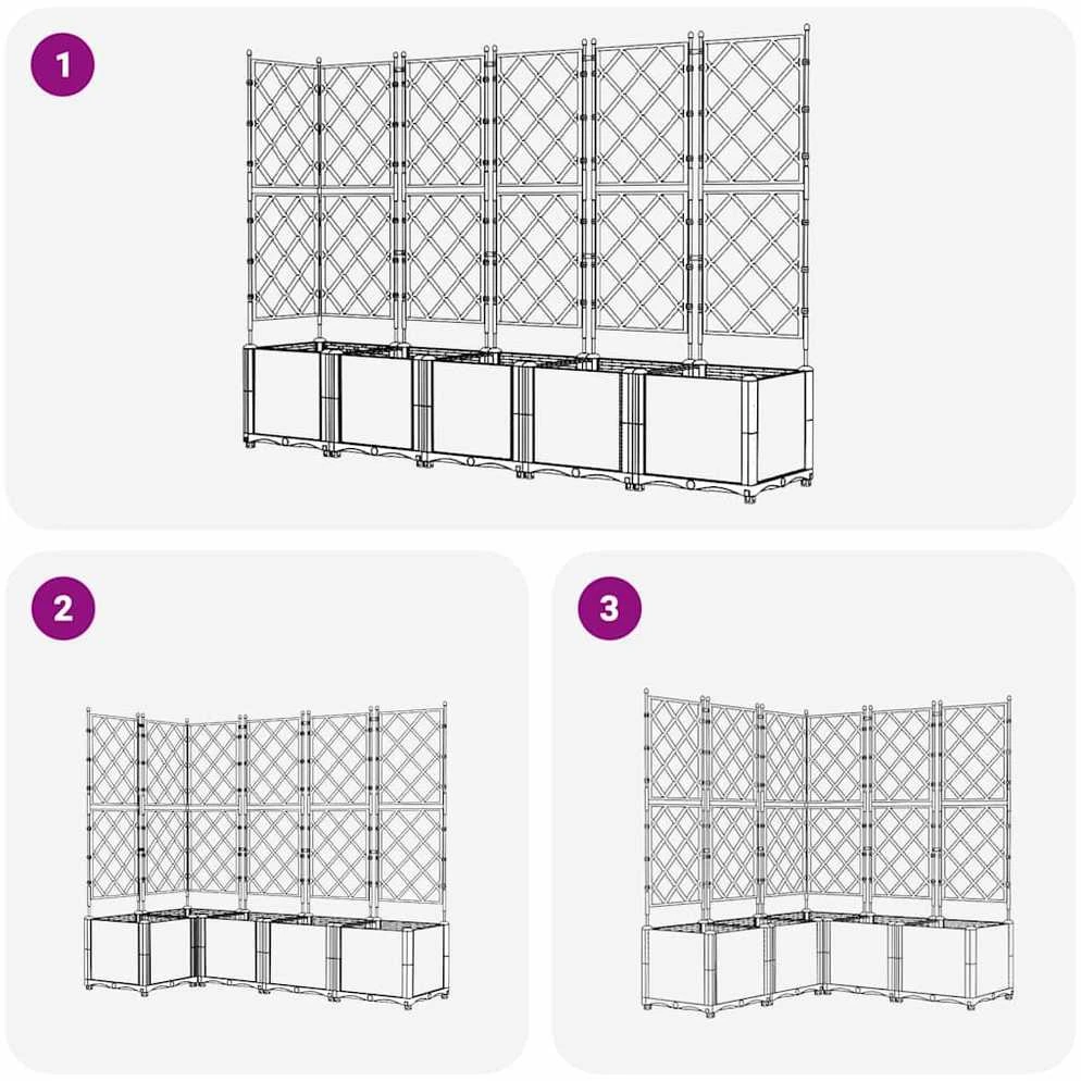 Sodo vazonas 5 vnt. Juoda 120 x 120 x 143 cm PP