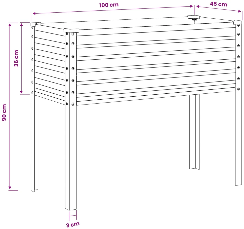 Sodo vazonas Šviesiai rudas 100 x 45 x 90 cm Cinkuota plienas