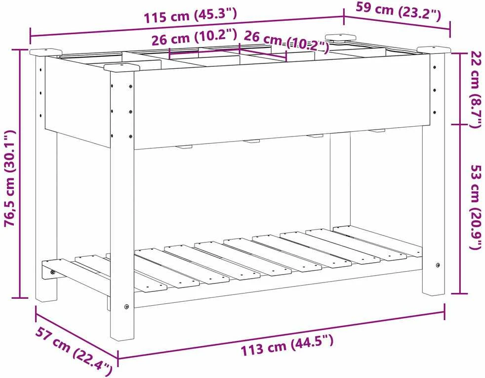 Sodo vazonas Smėlio 115 x 59 x 76,5 cm Kietasis pušinis medis