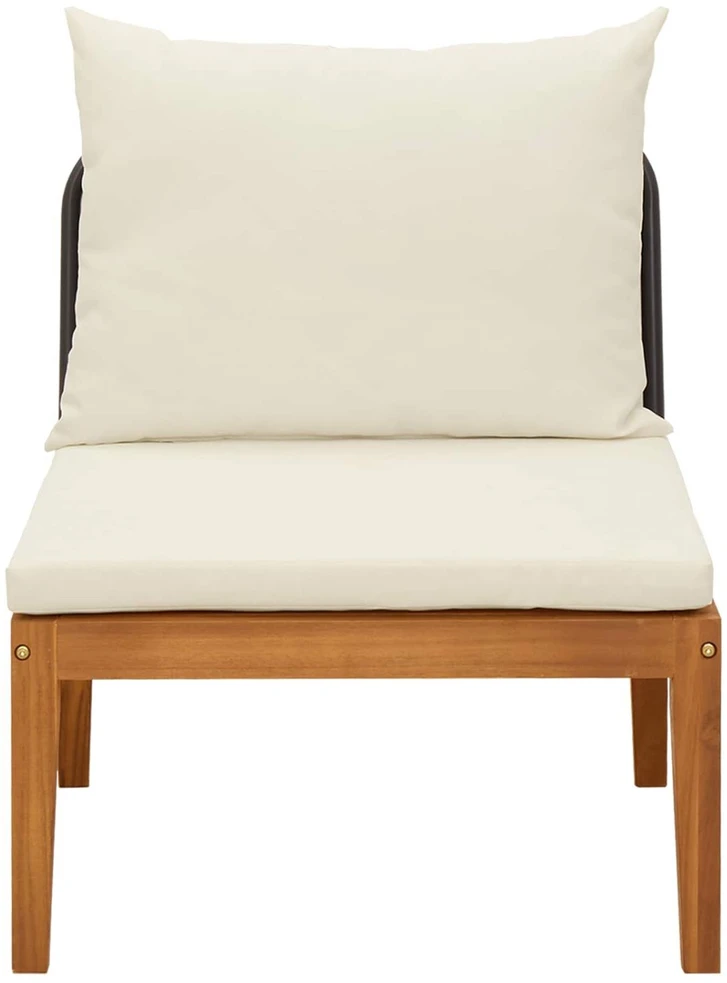 Sodo vidurinė sofa su pagalvėlėmis Natūrali