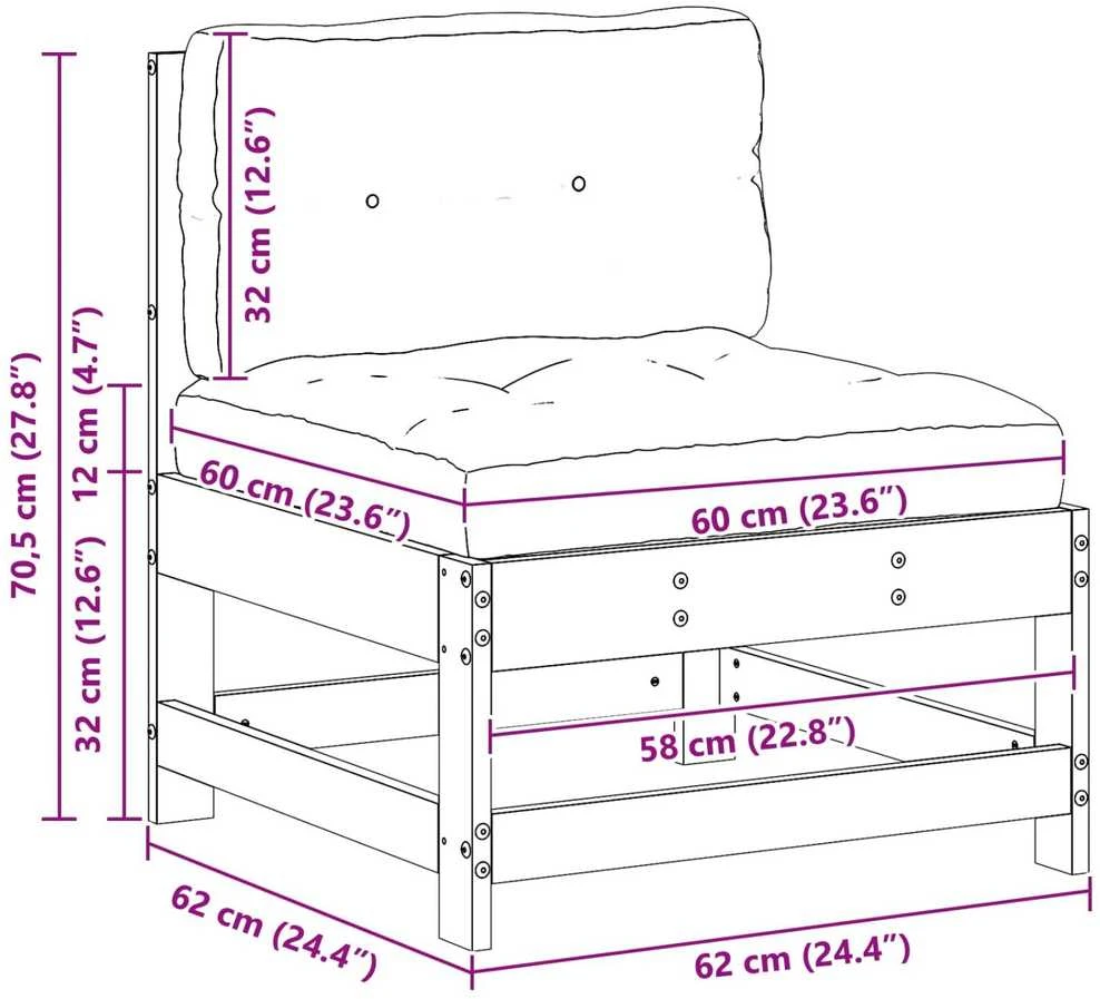 Sodo vidurinė sofa Pušies medienos masyvas Vaško ruda