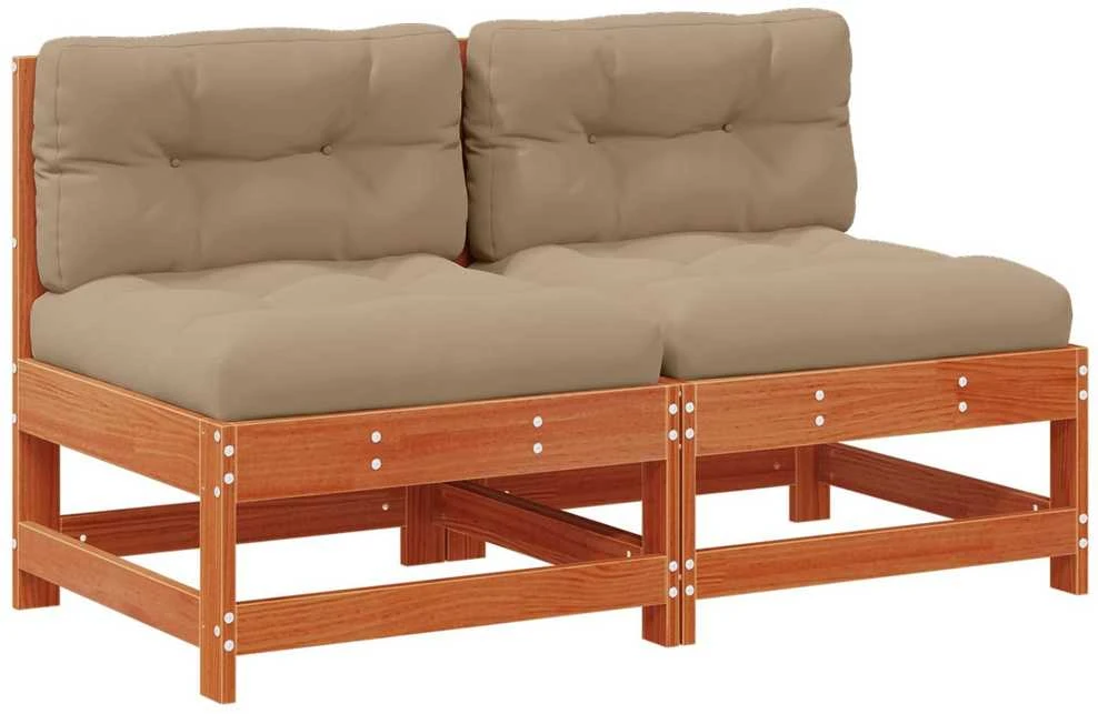 Sodo vidurinė sofa Pušies medienos masyvas Vaško ruda