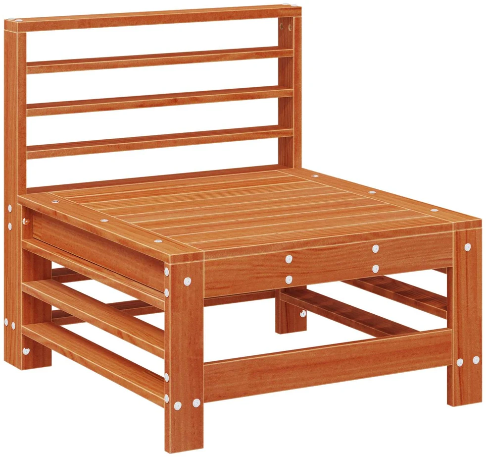 Sodo vidurinė sofa Tvirtas pušies medis Vaško Rudos Pušies