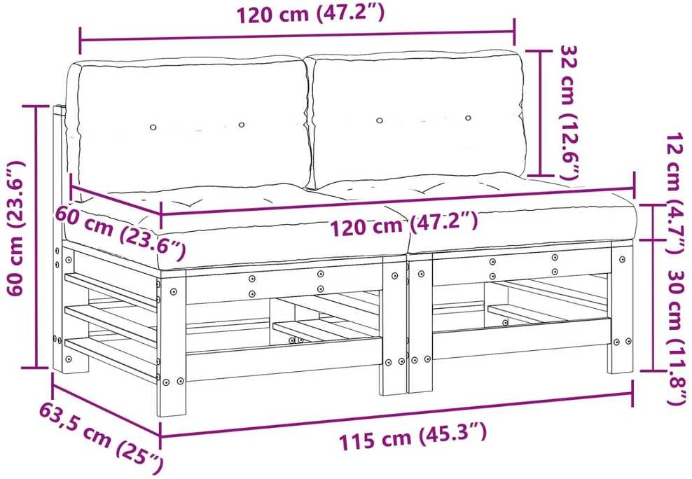 Sodo vidurinė sofa Tvirtas pušies medis Vaško Ruda
