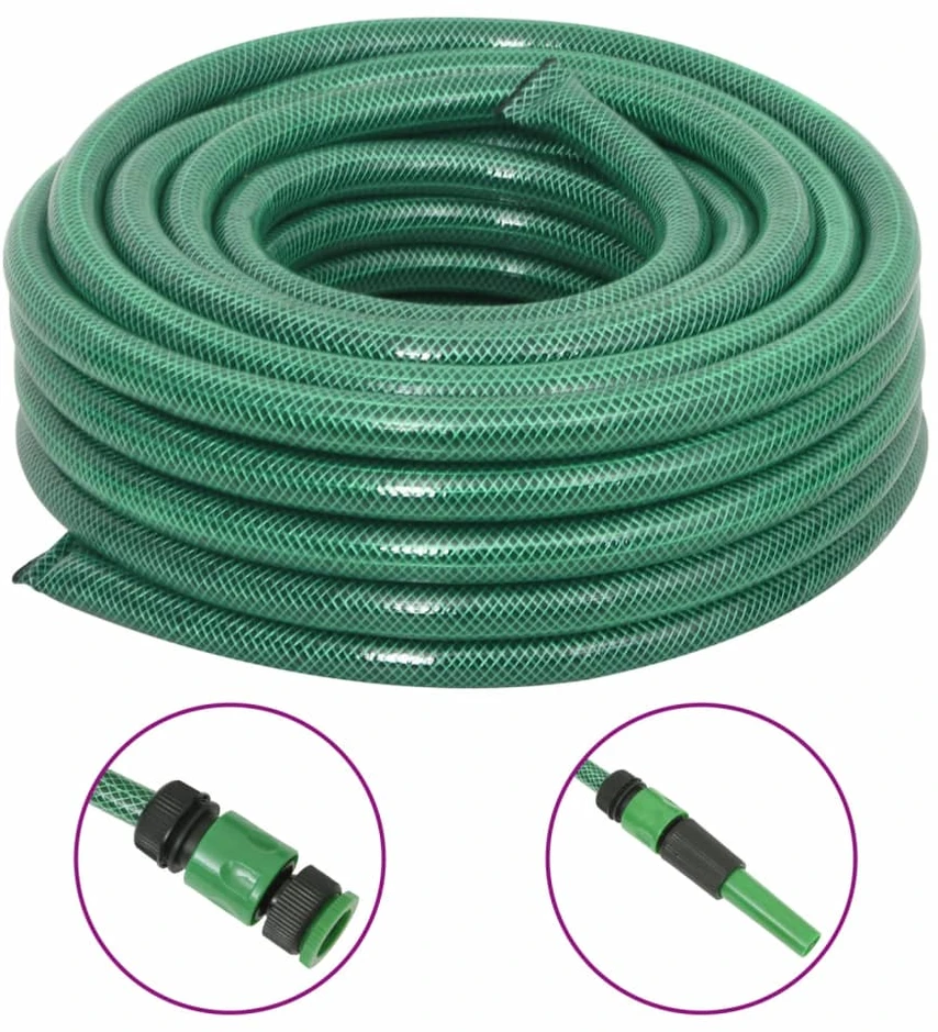 Sodo žarna su tvirtinimo detalėmis, žalia, 0,75", 30m, PVC