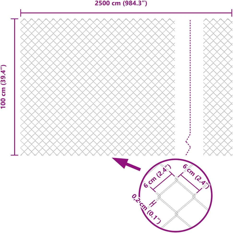 Grandininės tvoros su stulpeliu 25 x 1 m Galvanizuotas plienas