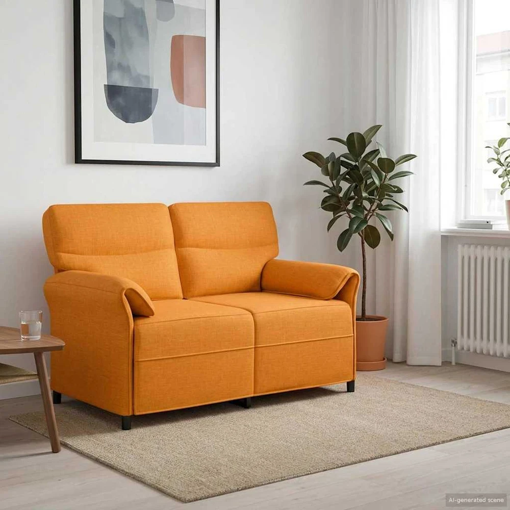 Dvitaškė sofa 2 vietos Tamsiai geltona 138 x 83 x 95 cm Audinys