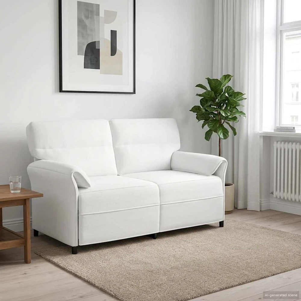 Dvitaškė sofa 2 vietos Balta 158 x 83 x 95 cm Audinys