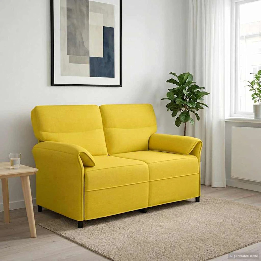 Dvitaškė sofa 2 vietos Šviesi geltona 138 x 83 x 95 cm Audinys