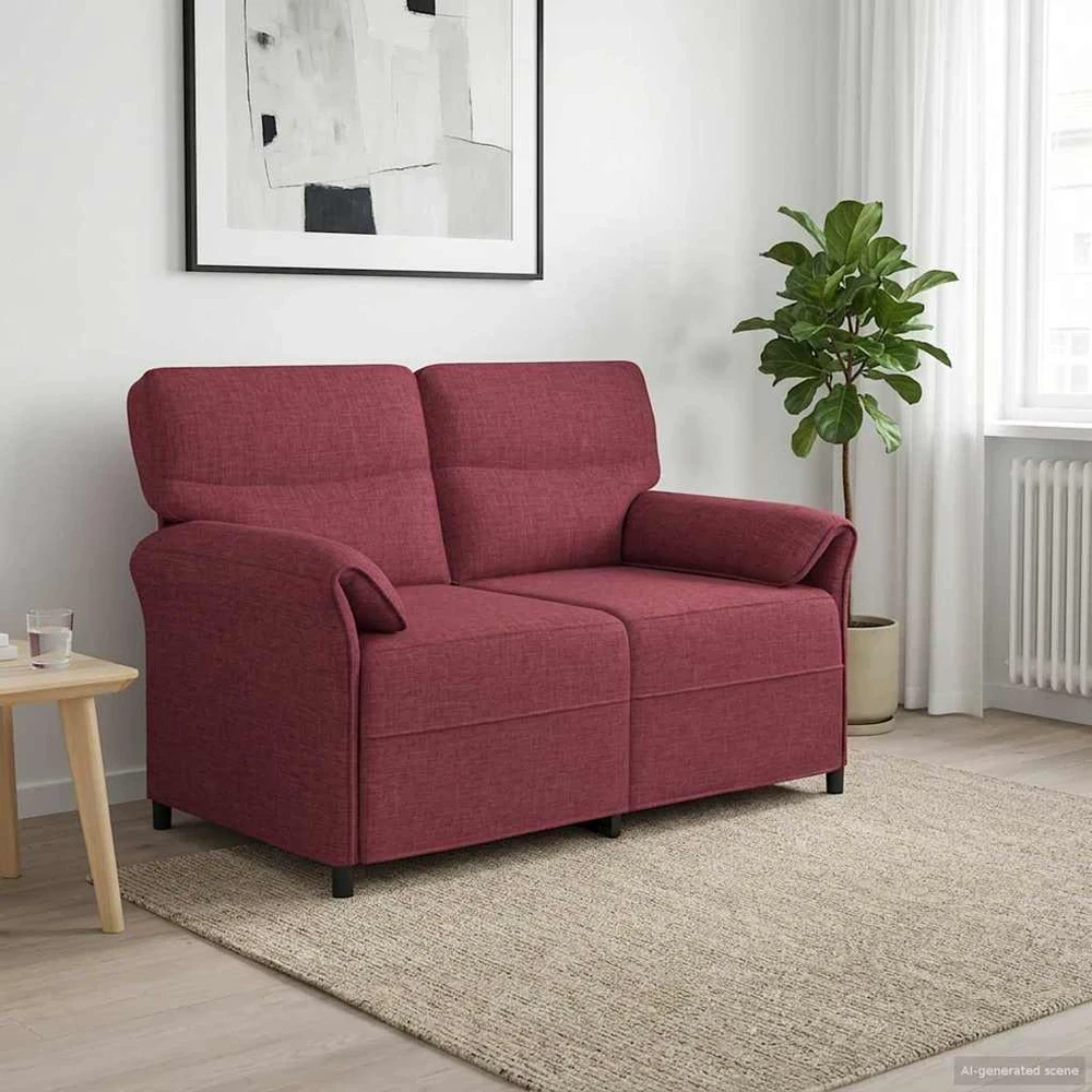 Dvitaškė sofa 2 vietos Vyno raudona 138 x 83 x 95 cm Audinys