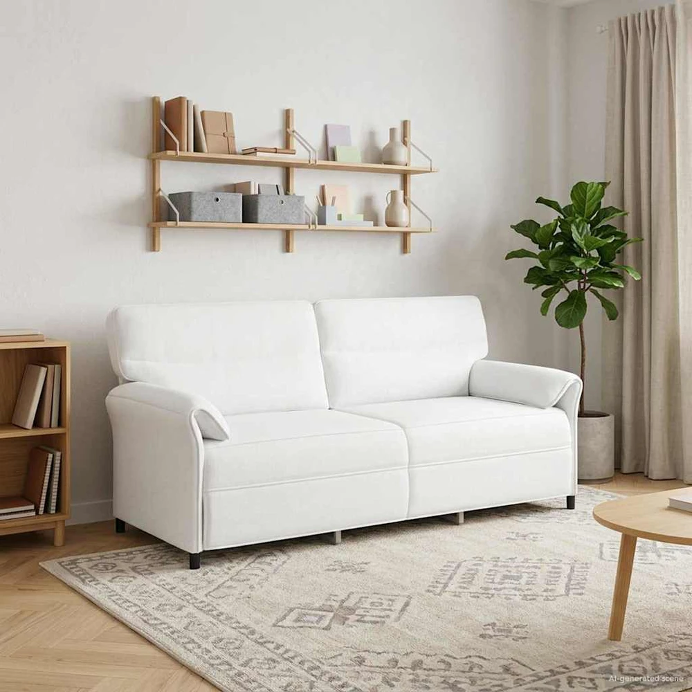 3-Vietis Sofa 3 vietos Balta 198 x 83 x 95 cm Audinys