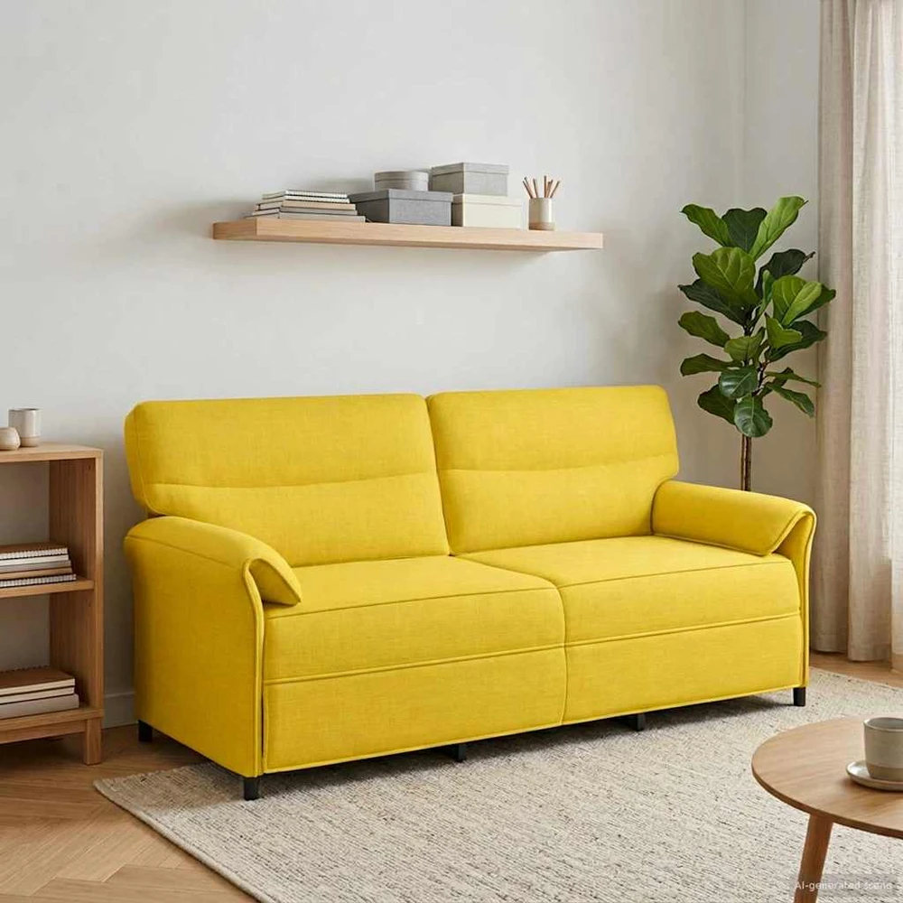 3-Vietis Sofa 3 vietos Šviesi geltona 198 x 83 x 95 cm Audinys