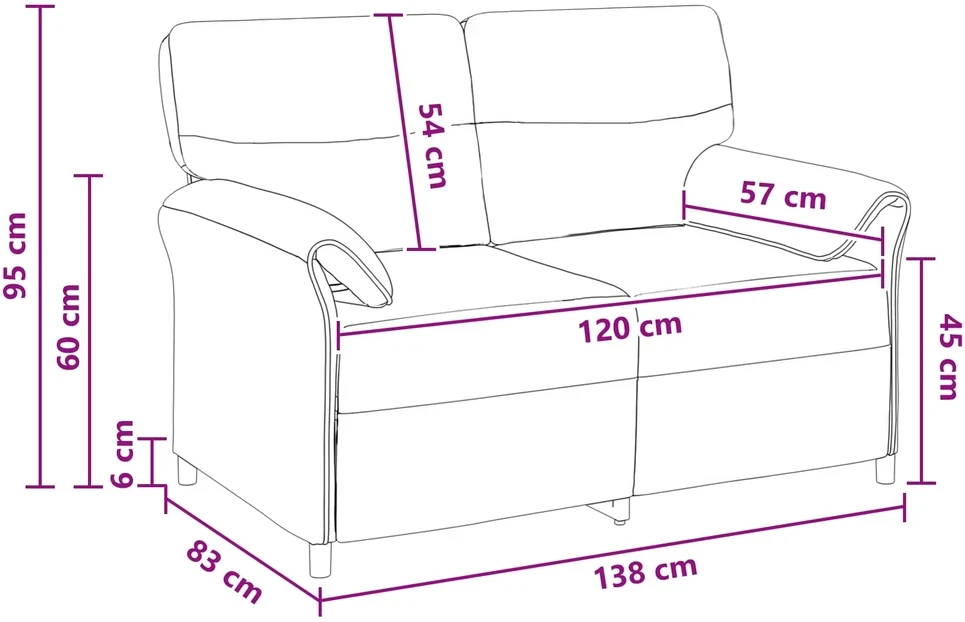 Dvitaškė sofa 2 vietos Tamsiai geltona 138 x 83 x 95 cm Audinys