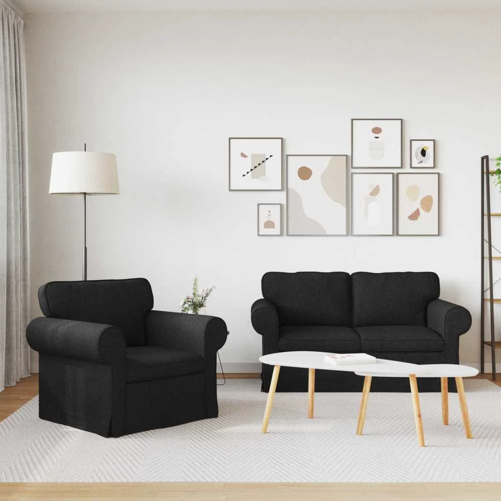Sofa 2 pcs Juoda Metalas