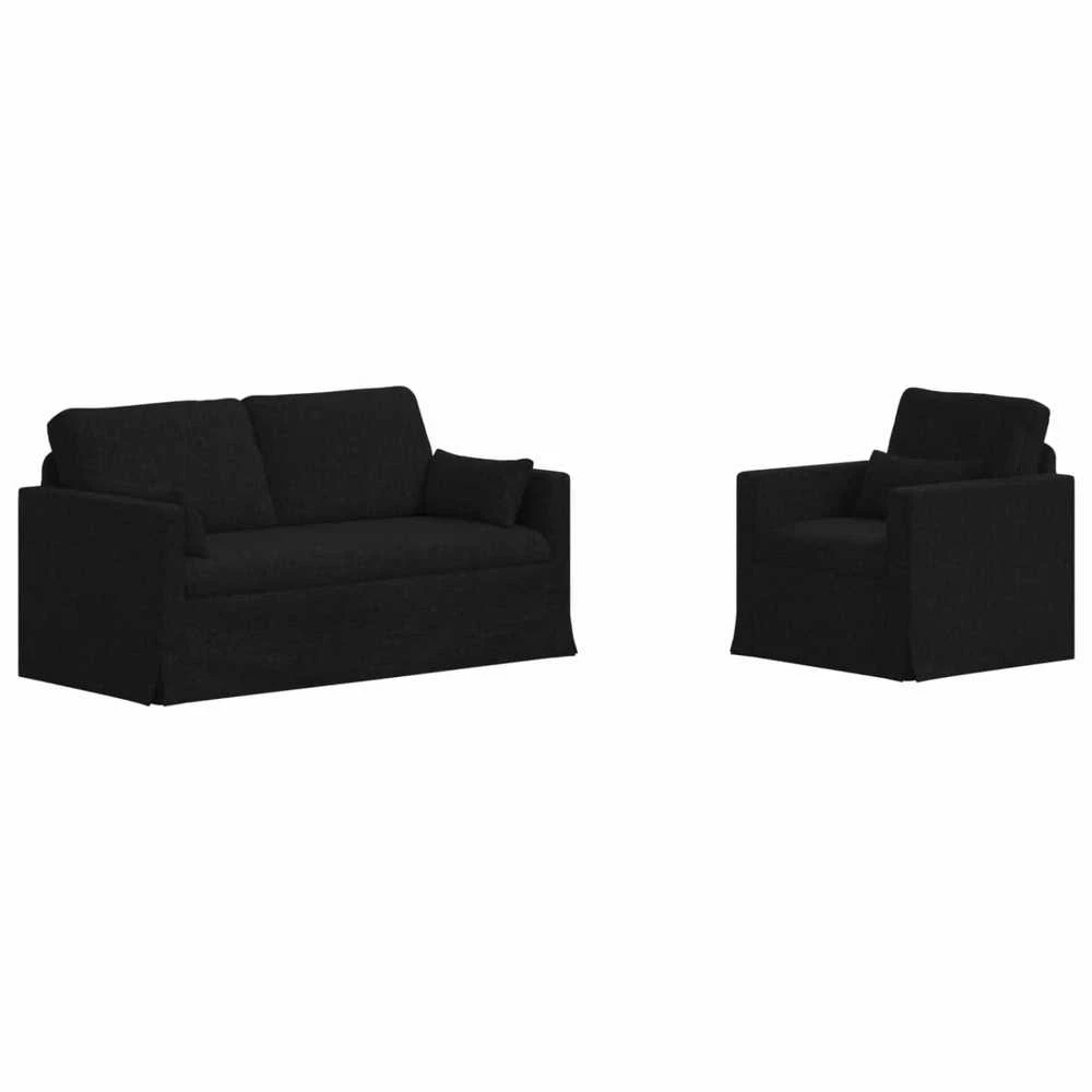 Sofa 2 pcs Juoda Metalas
