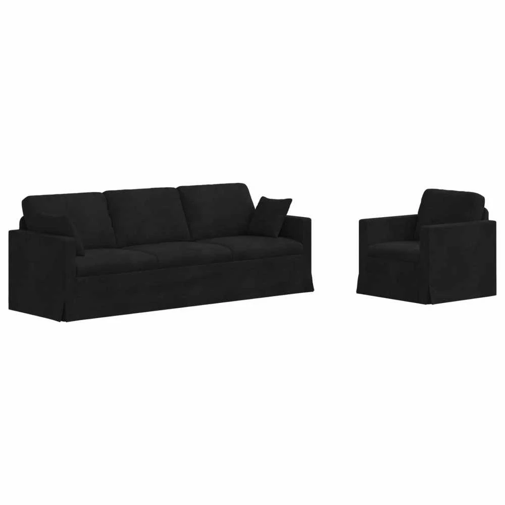 Sofa Sofos komplektas 2 vnt. Juoda Aksomas