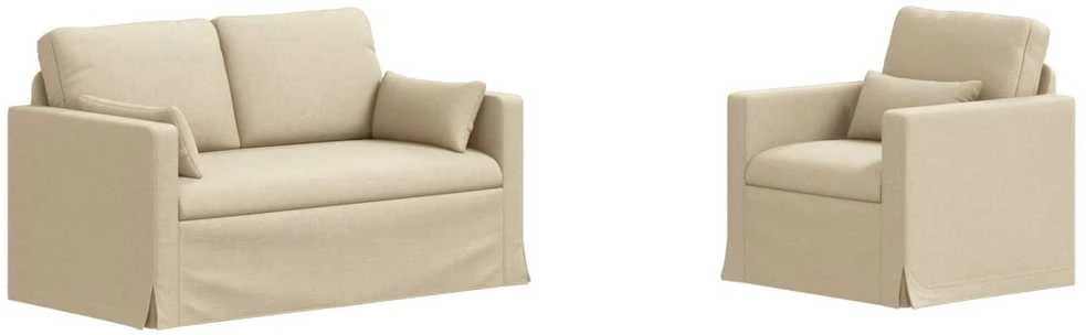 Sofa 2 pcs Kreminė Metalas