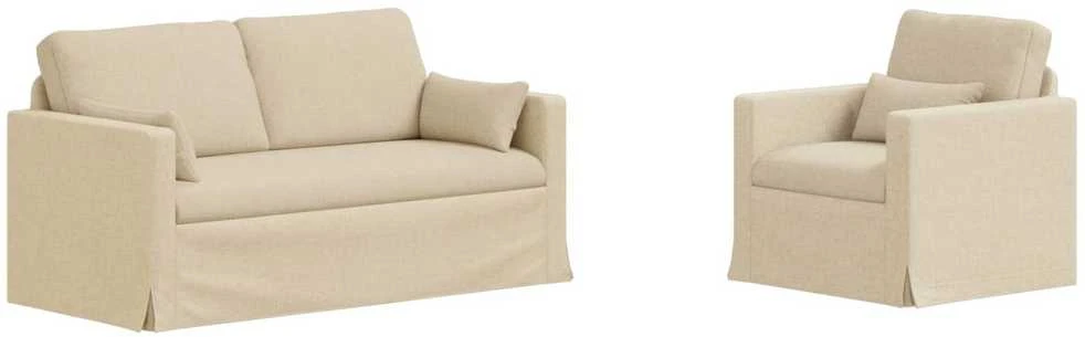 Sofa 2 pcs Kreminė Metalas