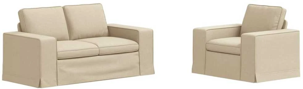 Sofa 2 pcs Kreminė Metalas