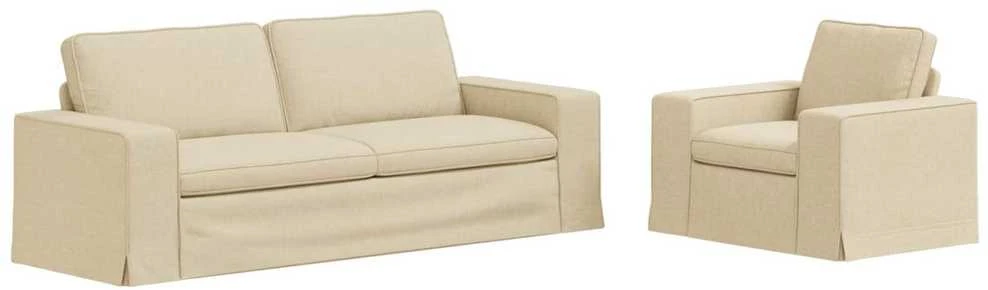 Sofa 2 pcs Kreminė Metalas