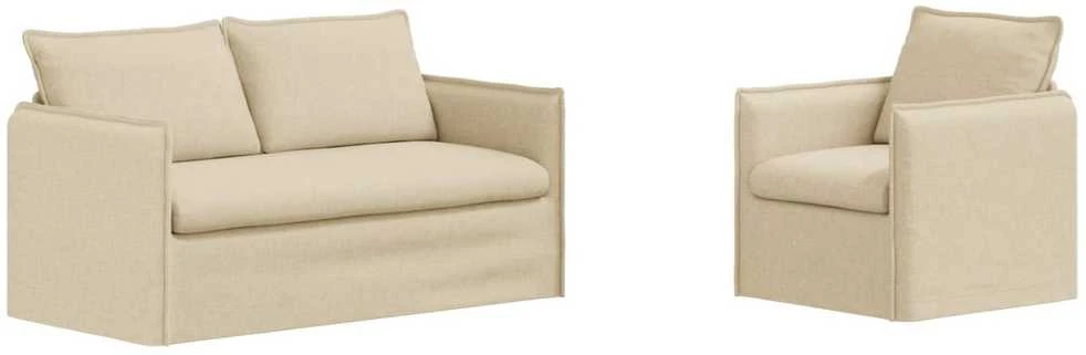 Sofa 2 pcs Kreminė Metalas