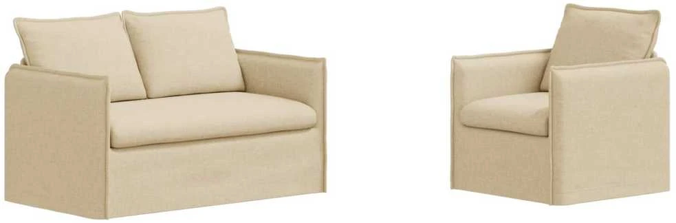 Sofa 2 pcs Kreminė Metalas