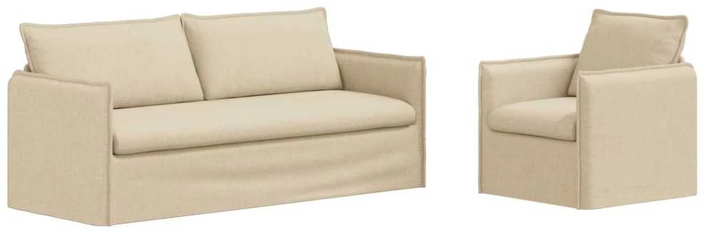 Sofa 2 pcs Kreminė Metalas