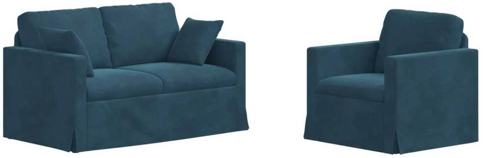Sofa Sofos komplektas 2 vnt. Mėlyna Aksomas