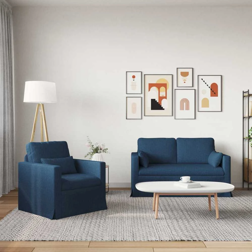 Sofa Sofos komplektas 2 vnt. Mėlyna audinys