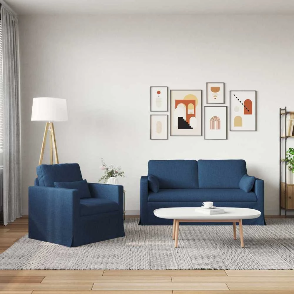 Sofa Sofos komplektas 2 vnt. Mėlyna audinys