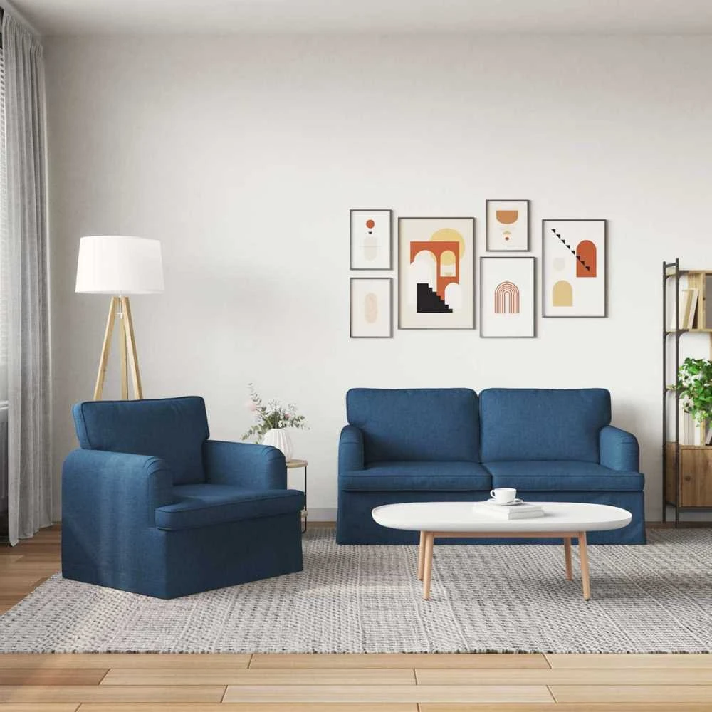 Sofa Sofos komplektas 2 vnt. Mėlyna audinys