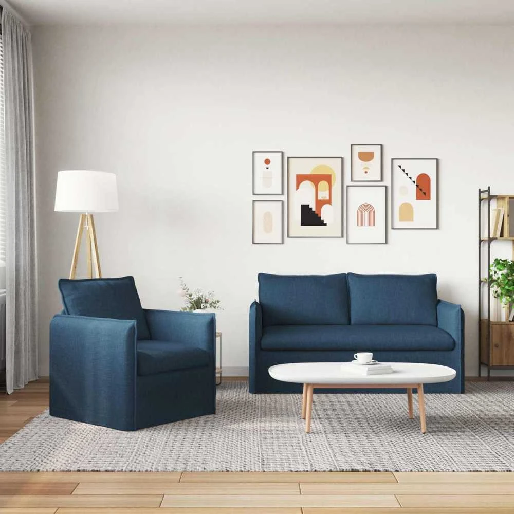 Sofa Sofos komplektas 2 vnt. Mėlyna Audinys