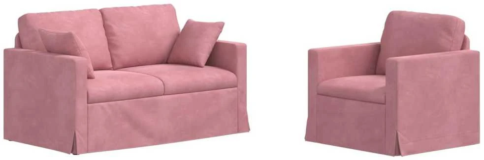 Sofa Sofos komplektas 2 vnt. Rožinė Aksomas