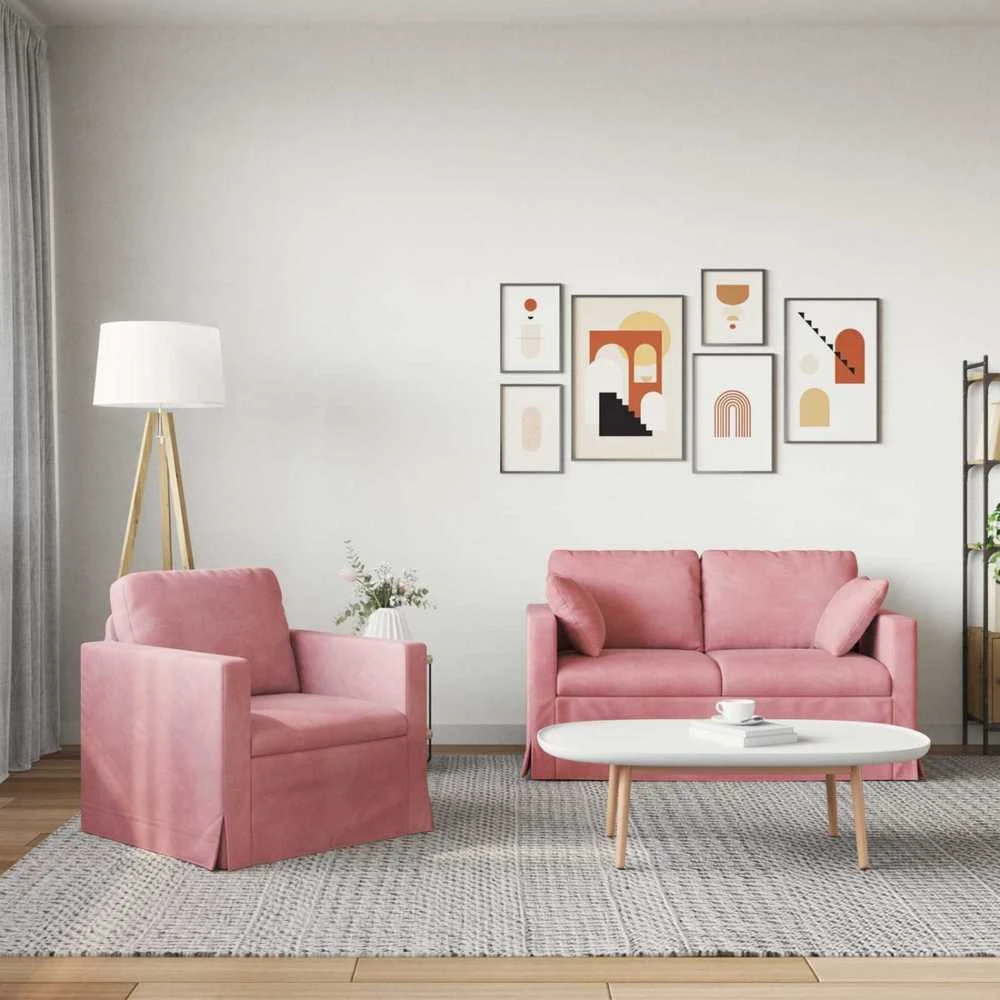 Sofa Sofos komplektas 2 vnt. Rožinė Aksomas