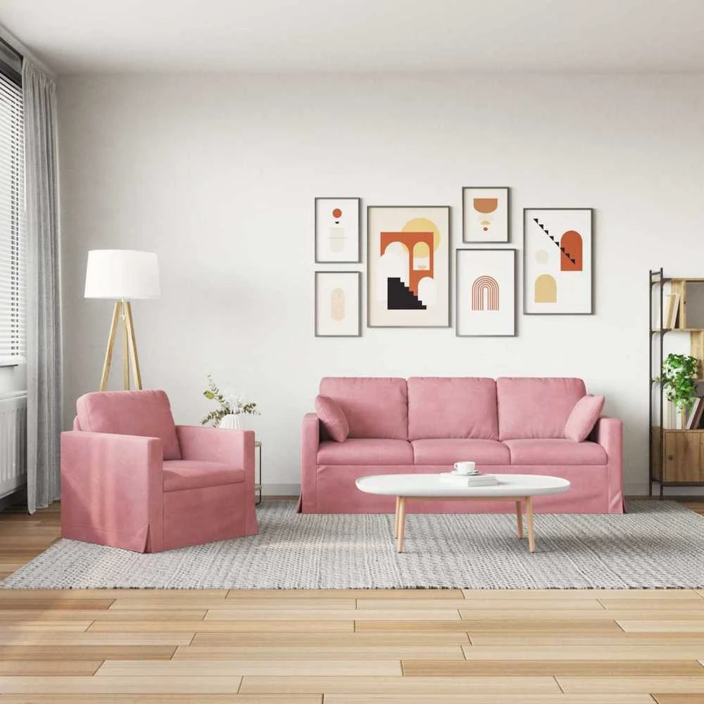 Sofa Sofos komplektas 2 vnt. Rožinė Aksomas