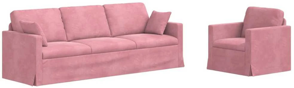 Sofa Sofos komplektas 2 vnt. Rožinė Aksomas