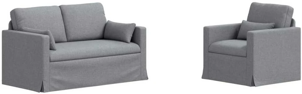 Sofa 2 pcs Šviesiai pilka Metalas