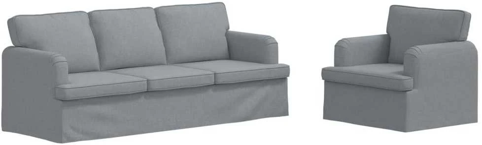 Sofa 2 pcs Šviesiai pilka Metalas