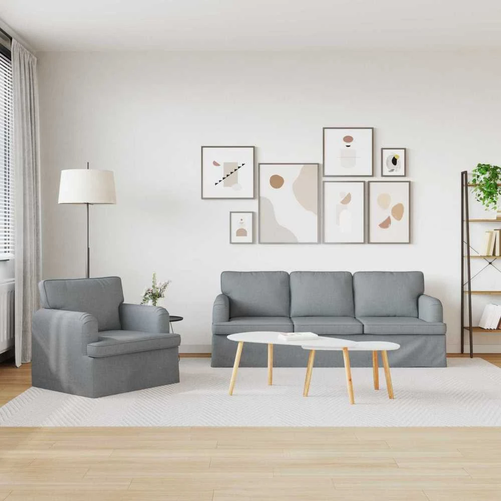Sofa 2 pcs Šviesiai pilka Metalas