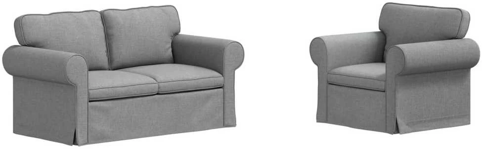 Sofa 2 pcs Šviesiai pilka Metalas