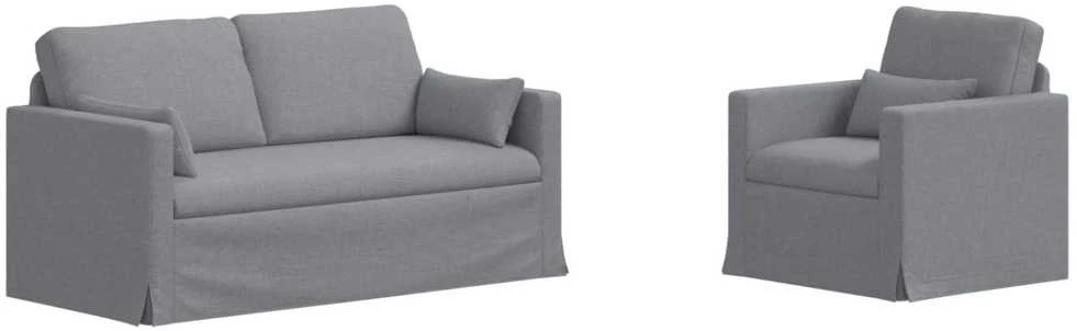 Sofa 2 pcs Šviesiai pilka Metalas