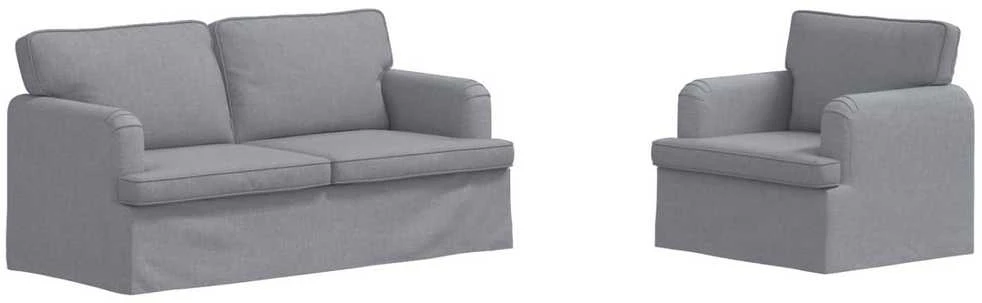 Sofa 2 pcs Šviesiai pilka Metalas