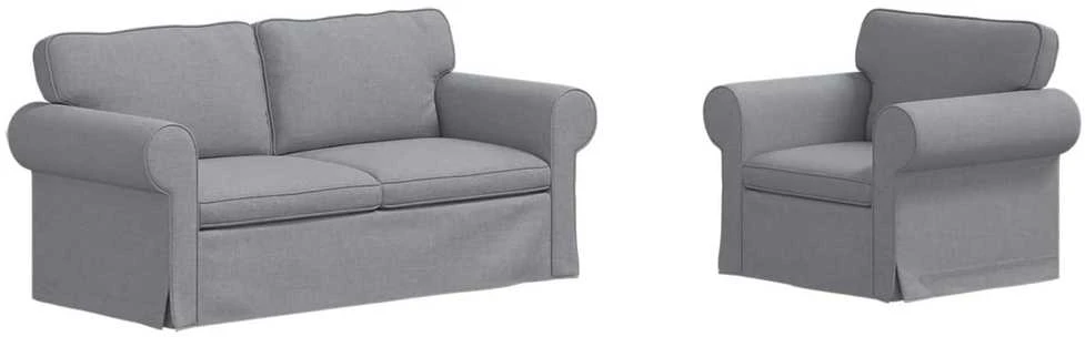 Sofa 2 pcs Šviesiai pilka Metalas