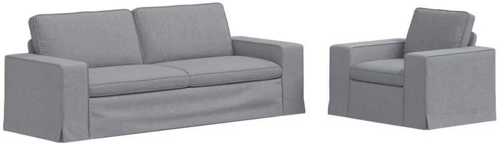 Sofa 2 pcs Šviesiai pilka Metalas