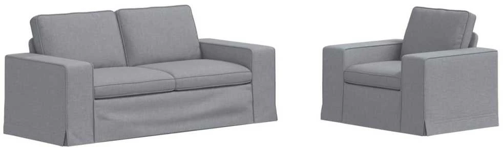 Sofa 2 pcs Šviesiai pilka Metalas