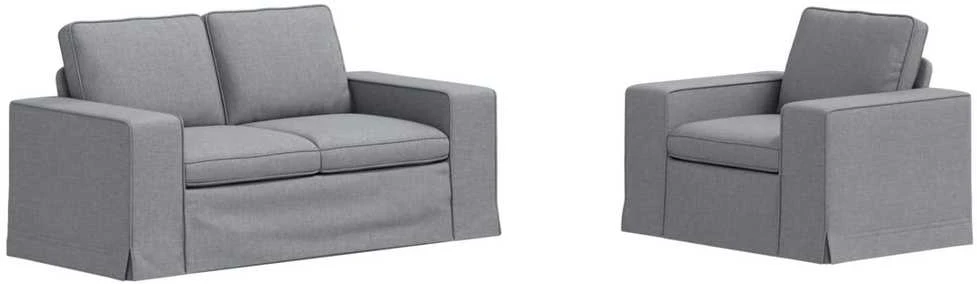 Sofa 2 pcs Šviesiai pilka Metalas